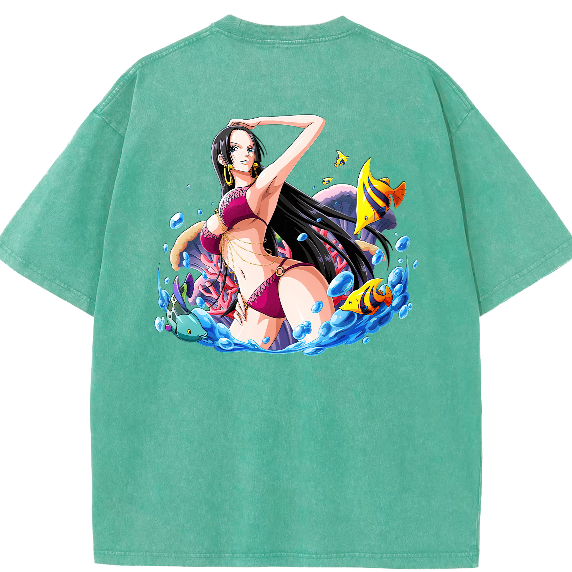 ワンピース ボア・ハンコック ONE PIECE Boa·Hancock 綿100% ヴィンテージ風 半袖Tシャツ（背面プリント）